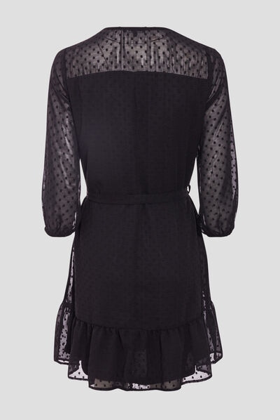 Robe trapèze manches 3/4 noir femme