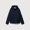 Blouson droit &agrave; capuche doubl&eacute; bleu marine homme