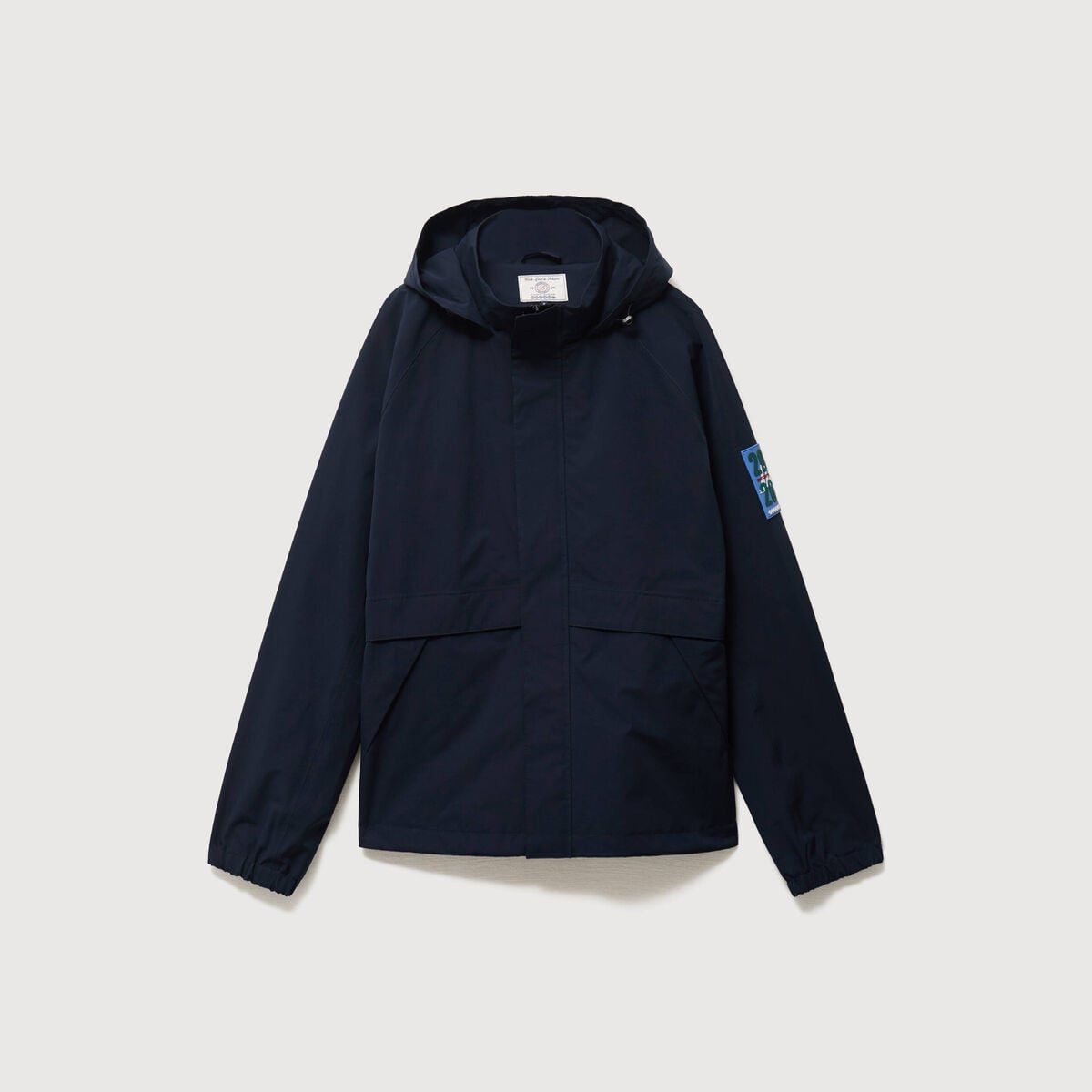 Blouson droit &agrave; capuche doubl&eacute; bleu marine homme