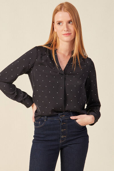 Blouse manches longues noir femme