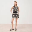 Short en coton avec broderie noir femme