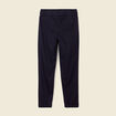 Pantalon carotte ceinturé bleu marine femme