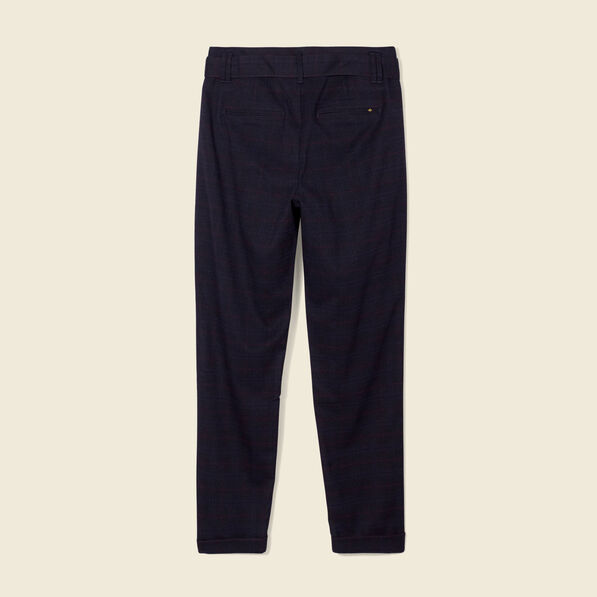Pantalon carotte ceinturé bleu marine femme