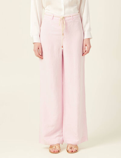 Pantalon large éco-responsable rose poudrée femme