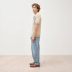 Polo manches courtes col cubain beige homme