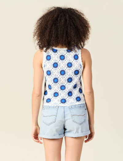 Débardeur en crochet bleu femme