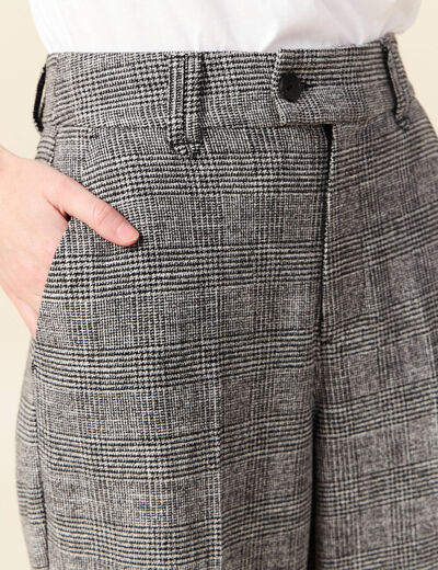 Pantalon large à pinces noir femme
