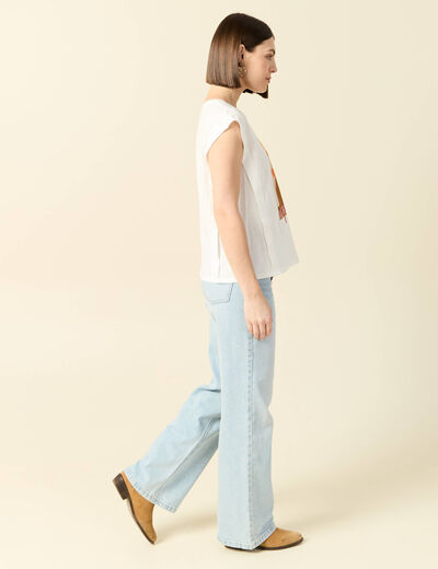 T-shirt manches courtes ecru femme