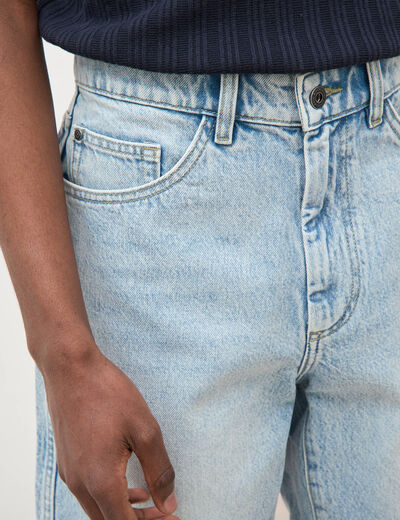 Bermuda en jean coton denim bleach homme