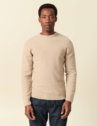 Pull manches longues fabriqu&eacute; en France sable homme