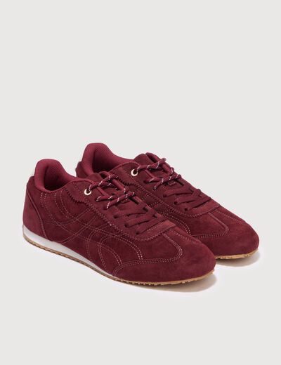 Basket &agrave; semelle fine bordeaux femme