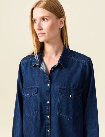 Chemise en jeans manches longues denim stone femme