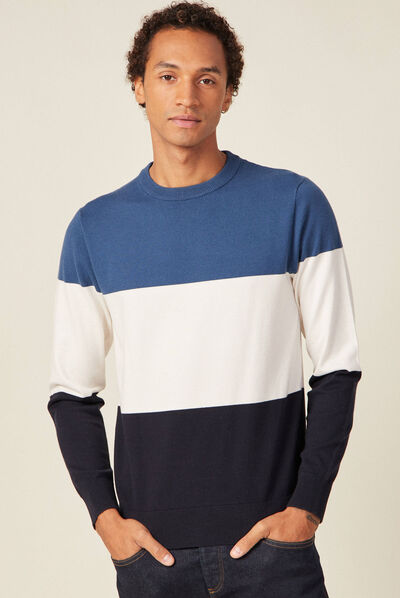 Pull éco-responsable bleu foncé homme