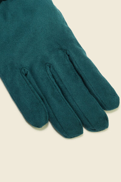 Gants avec noeuds bleu canard femme