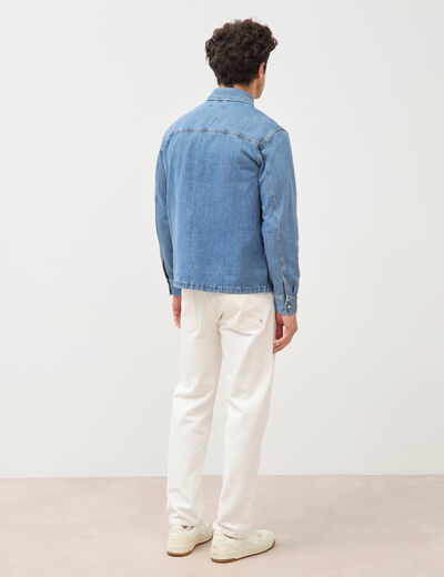 Chemise manches longues en jeans denim bleach homme