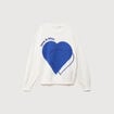 Pull oversize col rond manches longues ecru femme
