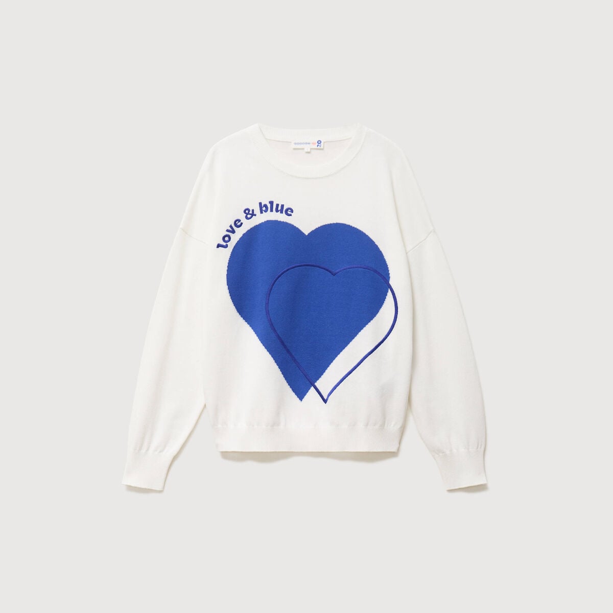 Pull oversize col rond manches longues ecru femme