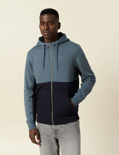 Sweat zipp&eacute; &agrave; capuche vert fonc&eacute; homme