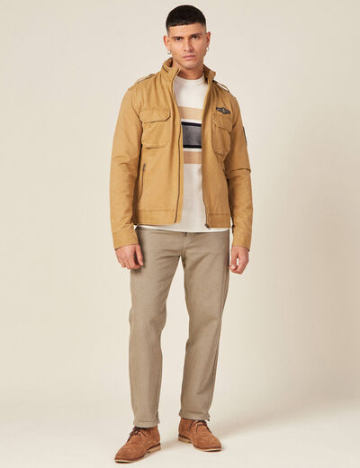 Blouson droit à col montant camel homme