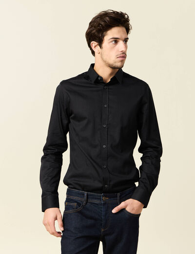 Chemise manches longues noir homme