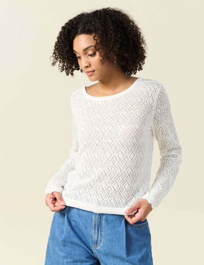 Gilet manches longues blanc femme