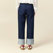 Jeans large taille haute 3/4 denim brut rinse femme