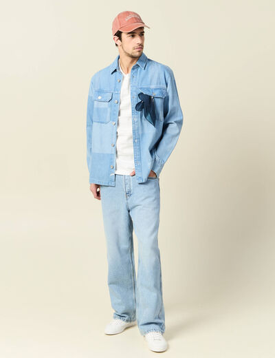 Jeans large 5 poches denim snow bleach homme