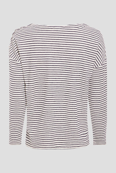 T-shirt manches longues bleu foncé femme