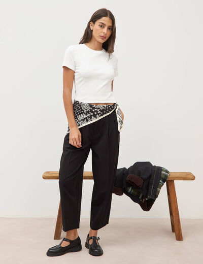 Pantalon barrel noir femme