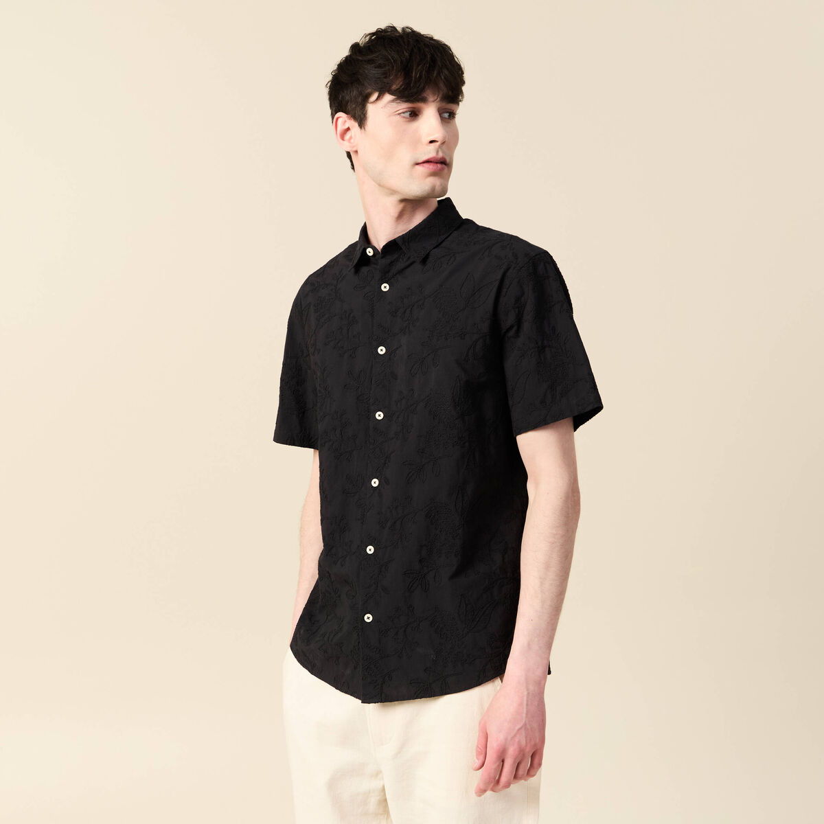 Chemise manches courtes noir homme