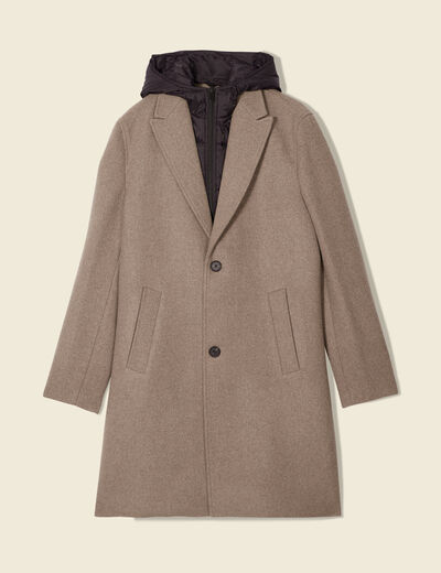 Manteau avec capuche amovible vert kaki homme