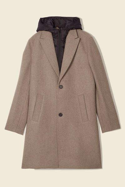Manteau avec capuche amovible vert kaki homme