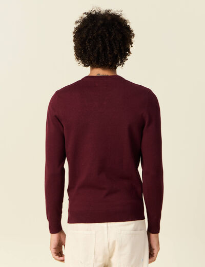 Pull manches longues rouge foncé homme