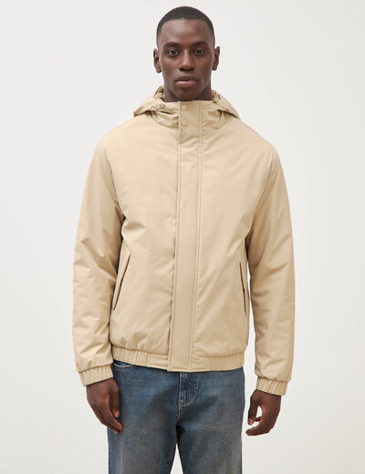 Parka coupe r&eacute;guli&egrave;re &agrave; capuche beige homme