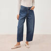 Jeans barrel 7/8&egrave;me taille standard denim brut clean femme