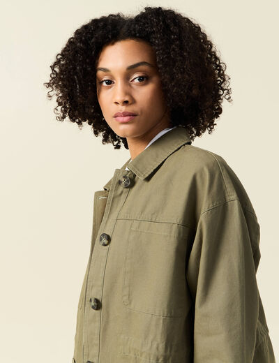 Surchemise oversize vert kaki femme