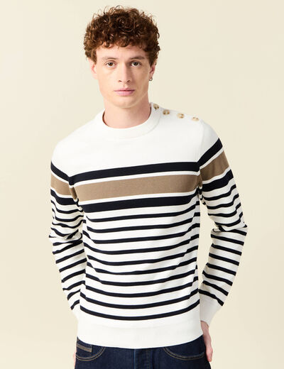 Pull manches longues ecru homme