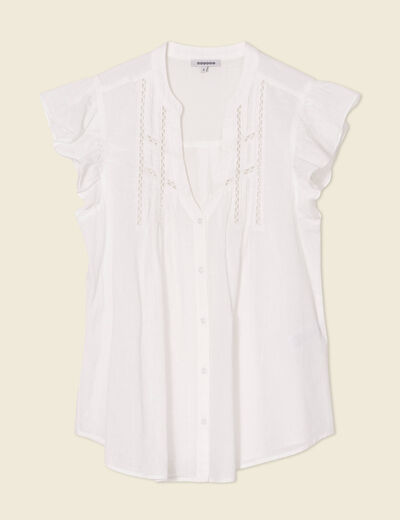 Chemise manches courtes ecru femme