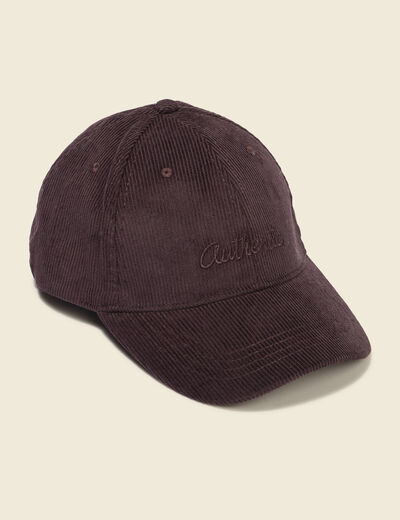 Casquette velours en coton bordeaux homme