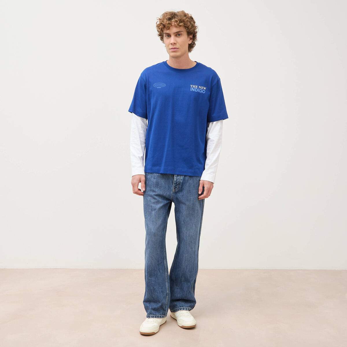 T-shirt ample en coton manches courtes bleu electrique homme