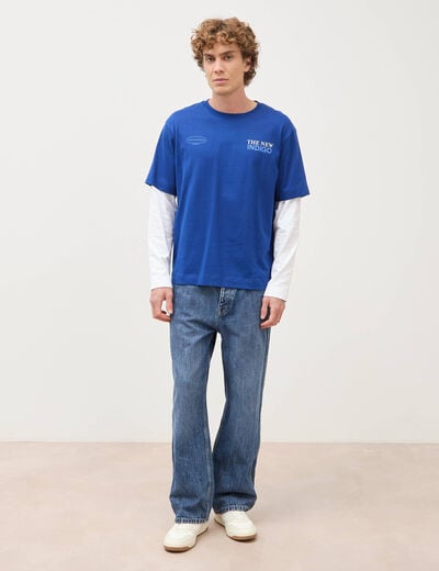 T-shirt ample en coton manches courtes bleu electrique homme