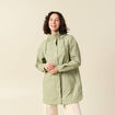 Parka longue droite d&eacute;perlante &agrave; capuche vert kaki femme