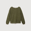 Pull manches longues col bateau vert kaki femme