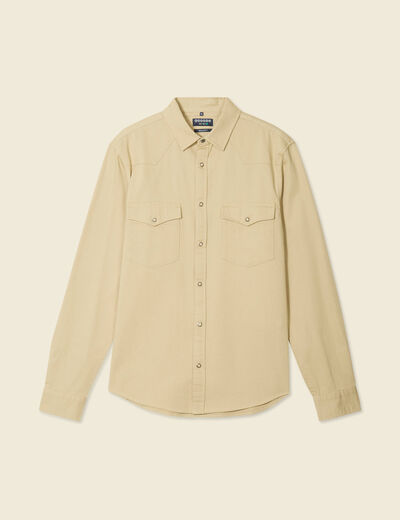 Chemise manches longues beige homme