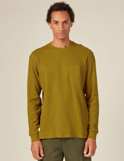 T-shirt manches longues vert olive homme