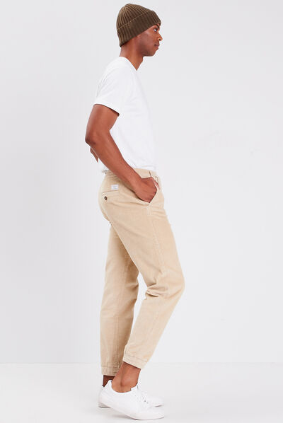 Pantalon jogger velours beige homme