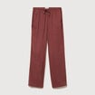 Pantalon large taille standard fluide marron cognac femme