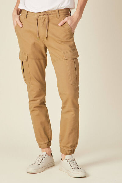 Pantalon cargo taille à cordon vert kaki homme