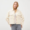 Blouson manches longues col classique denim blanc femme