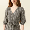 Robe évasée fluide manches 3/4 noir femme